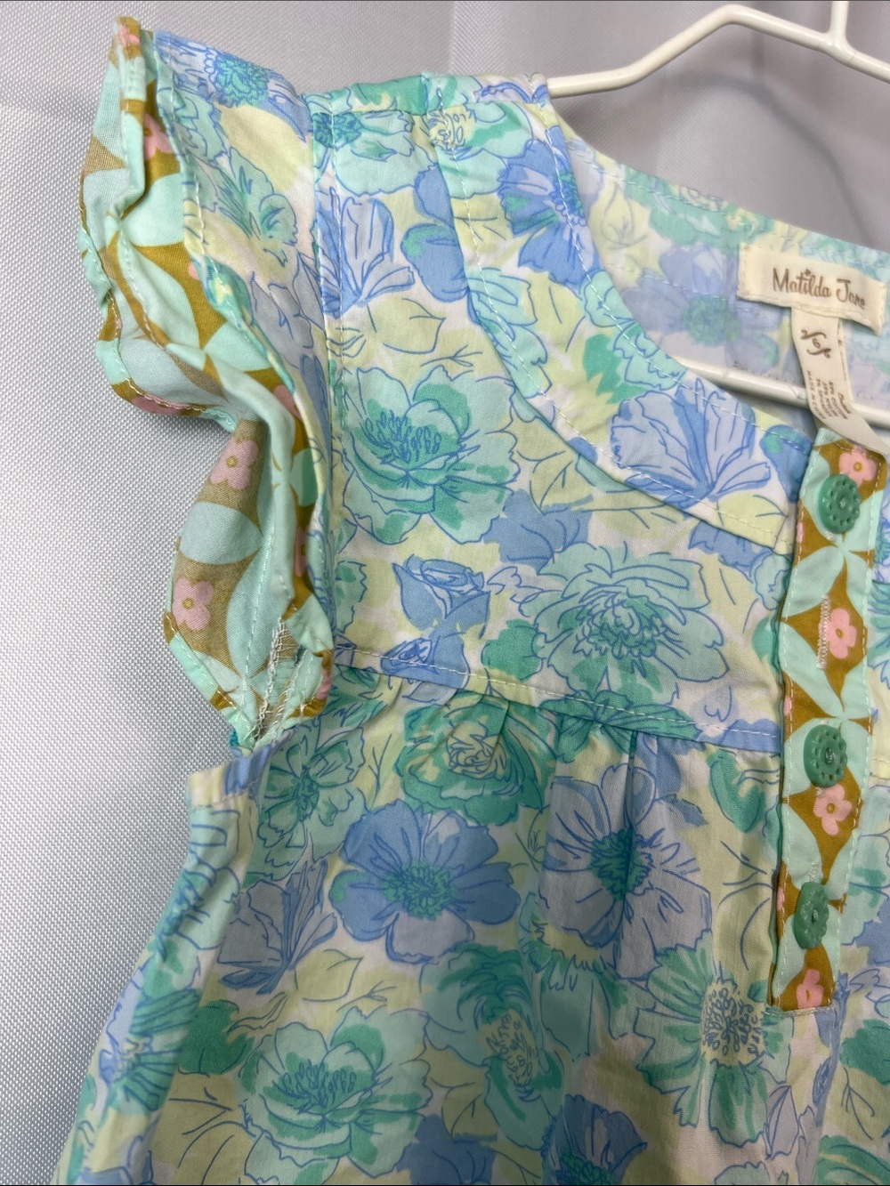 Matilda Jane aqua Azaleas woven floral print dress NWOT size 6 - Picture 5 of 14